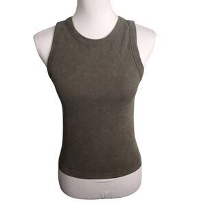 C&C CALIFORNIA ARMY GREEN RIBBED TANK TOP SZ. M/L RUNS SMALL EXCELLENT USED COND